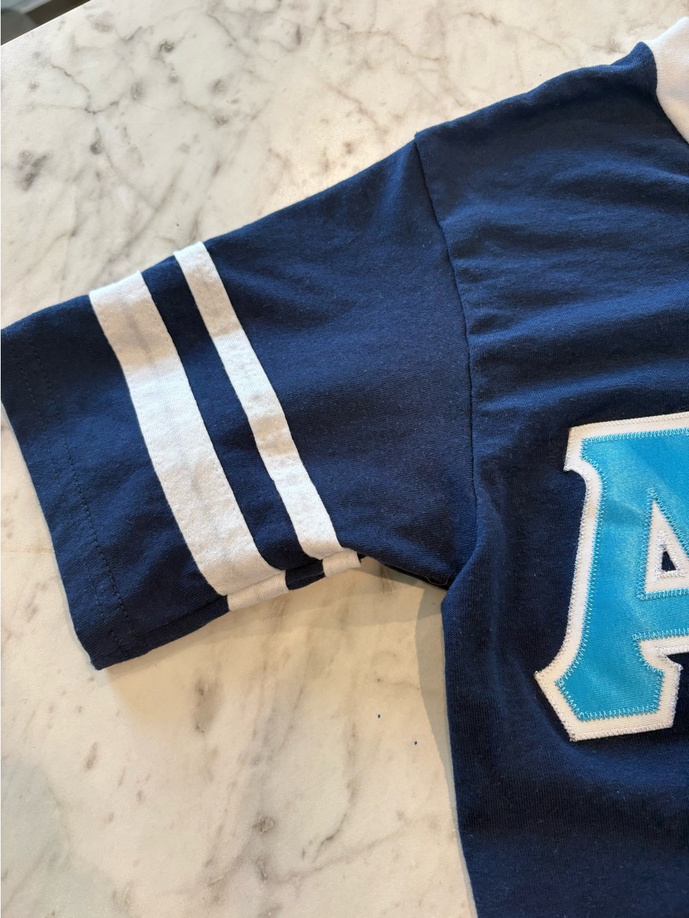 Navy V-Neck Jersey Style T-shirt with ADPi Stitched Letters size S - Picture 2 of 5